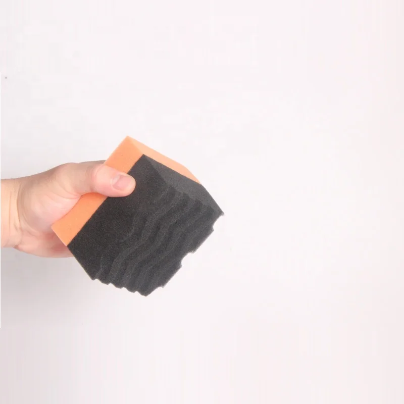 Square wavy Car waxing applicator pad Hand polishing sponge for car care