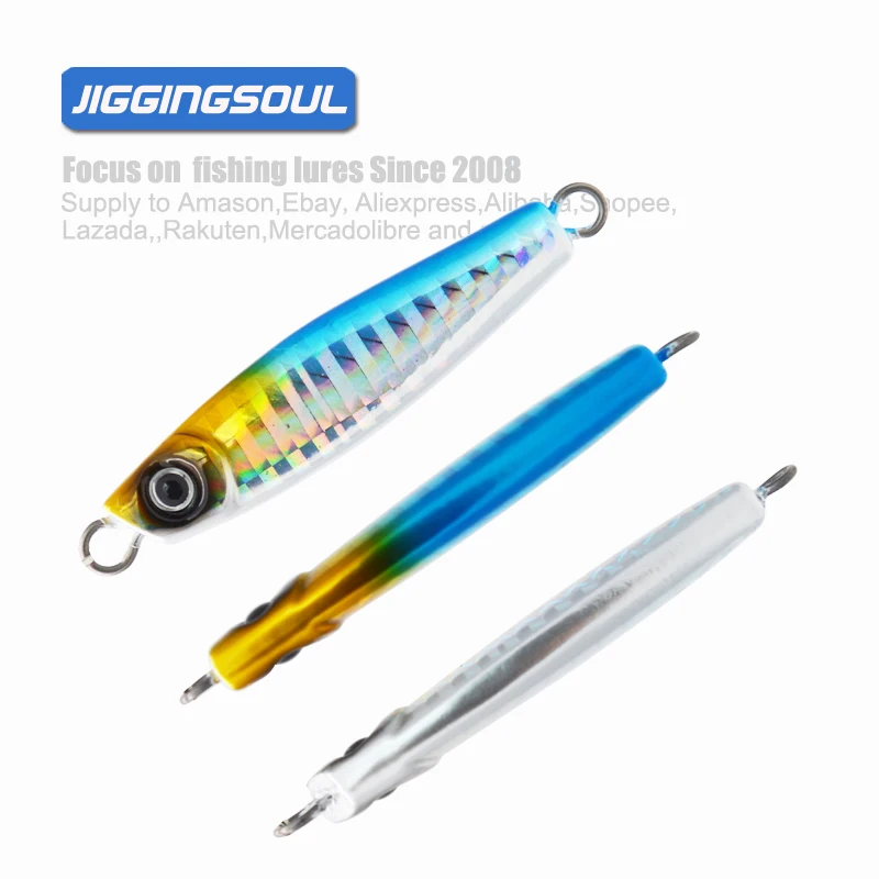 JIGGINGSOUL-OEM27A-7g10g14g28g40g60g80g Artificial Baits casting Jigs Fishing Saltwater Jigging Lure For GT Fish  trevally