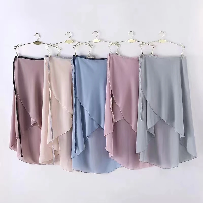 Personalized irregular wrap dance costume chiffon long ballet practice skirt for women