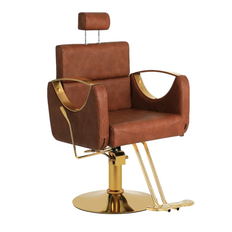 Wholesale custom modern fashion hair salon furniture gold brown salon chair reclinable chair for shaving eyelash