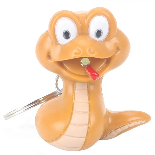 Snake Shaped LED Lighting Plastic Key Chain Promotional Gift for Kids with Hissing Sound Effect