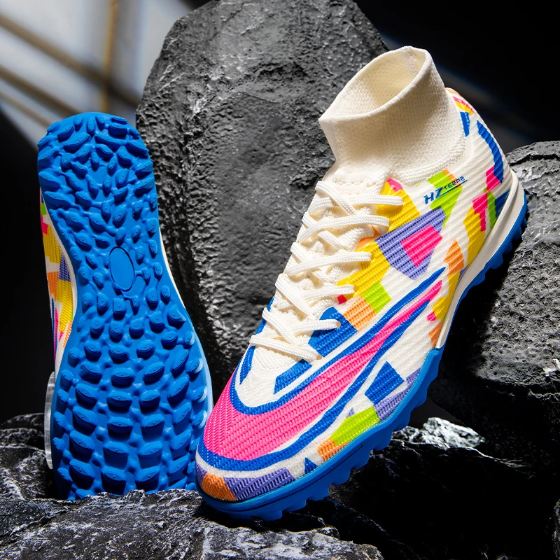 Boots,Crampon Pupos Guayos Wholesale Society FG High Top Ankle Mbappe Custom Indoor Futsal Turf Football Soccer Cleat Shoes Men