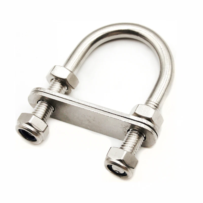 High Standard Wire Rope Fittings Cable Rigging Hardware Marine Stainless Steel 304 316 U Bolt with Self-gripping Safety Nuts