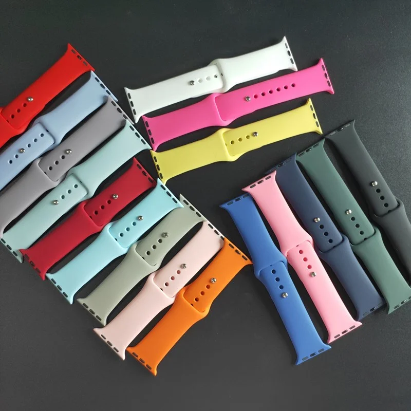  Ремешок сменный однотонный для Apple Watch Band IWatch 6/5/4/3/2/1 Браслет наручных часов 38 мм 40 42