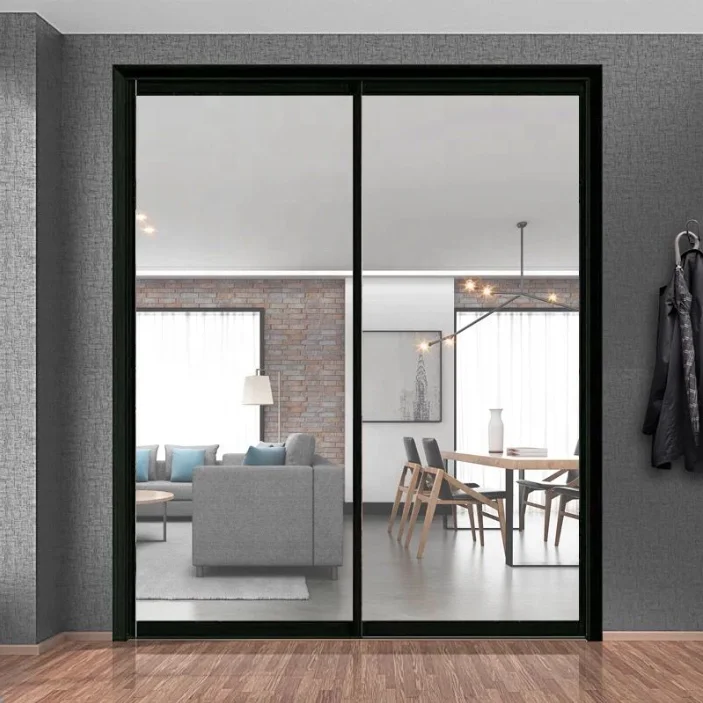 Modern design super slim narrow frame ultra thin aluminum profile sliding door with tempered glass