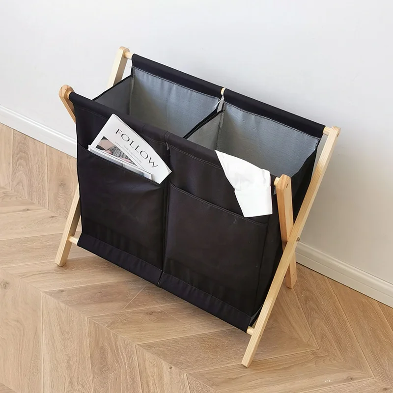 Wooden and fabric newspaper magazine rack brochure stand display shelf custom style