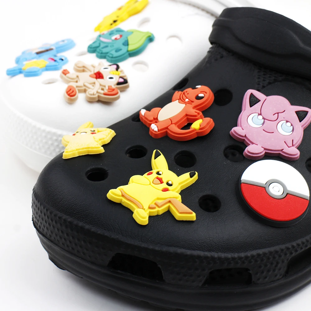 1Pcs PVC Shoe Buckle Accessories Pikachu DIY Cartoon Animals Shoes Decoration For Kids Shoes Charms Kids Party Gift