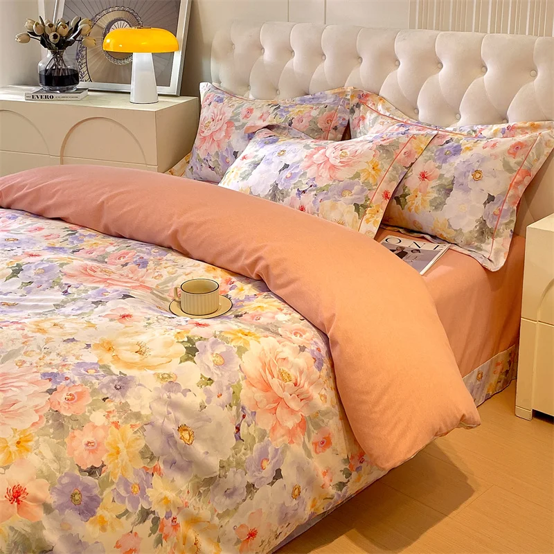 Hot Sale Cotton Fabric Bed Linen Sheets Wholesale Bedding Duvet Cover Set Bed Linen Set Pure French Linen Bedding