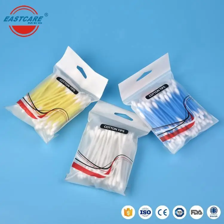 Cheap price high quality medical double round head cotton buds plastic stick premium pure sterile white cotton swab