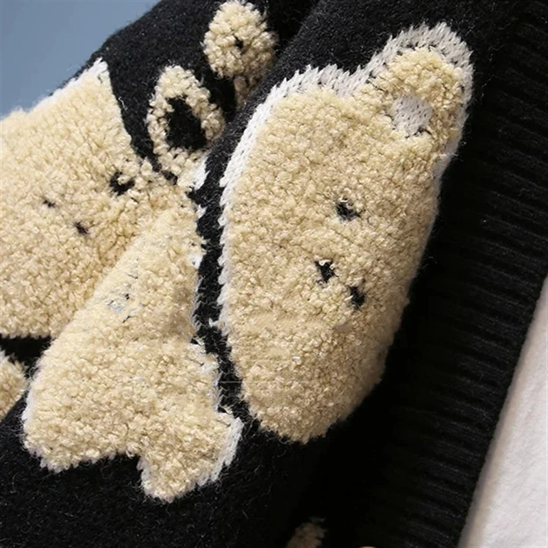 2023 Custom Women  Jacquard Sweater knitwear Girls knit winter long Sleeve ladies clothes Knitted Cardigan sweater women