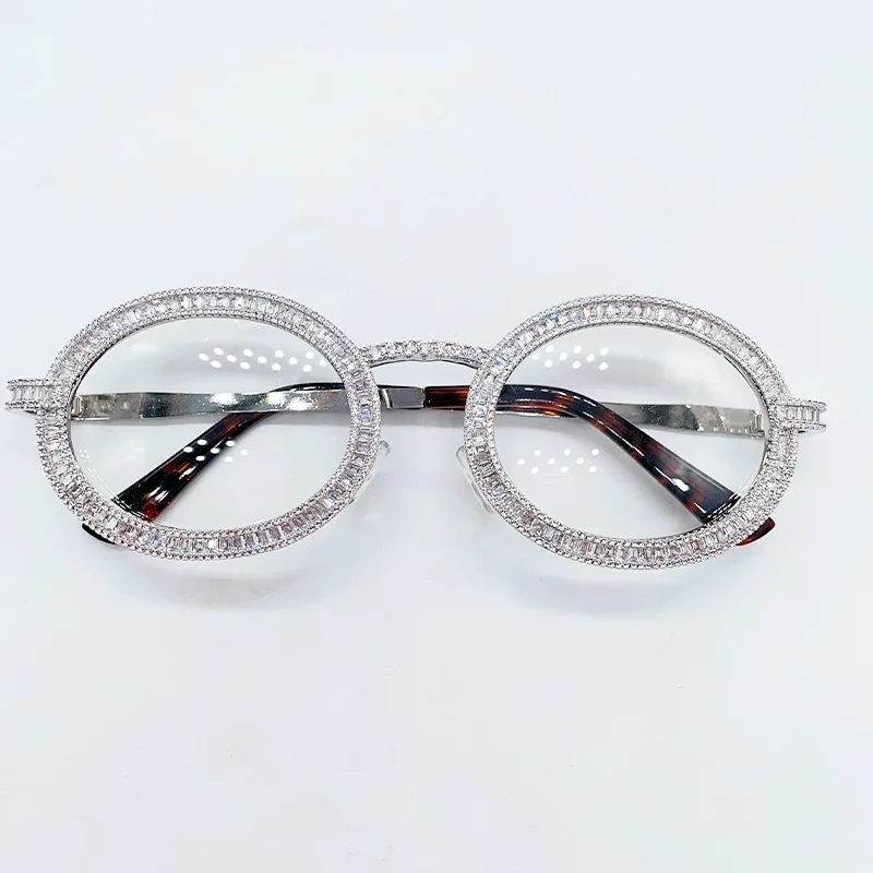 Pass Diamond Tester Luxury Diamond Cut Glasses VVS Moissanite Diamond Iced Out Glasses For Men Women