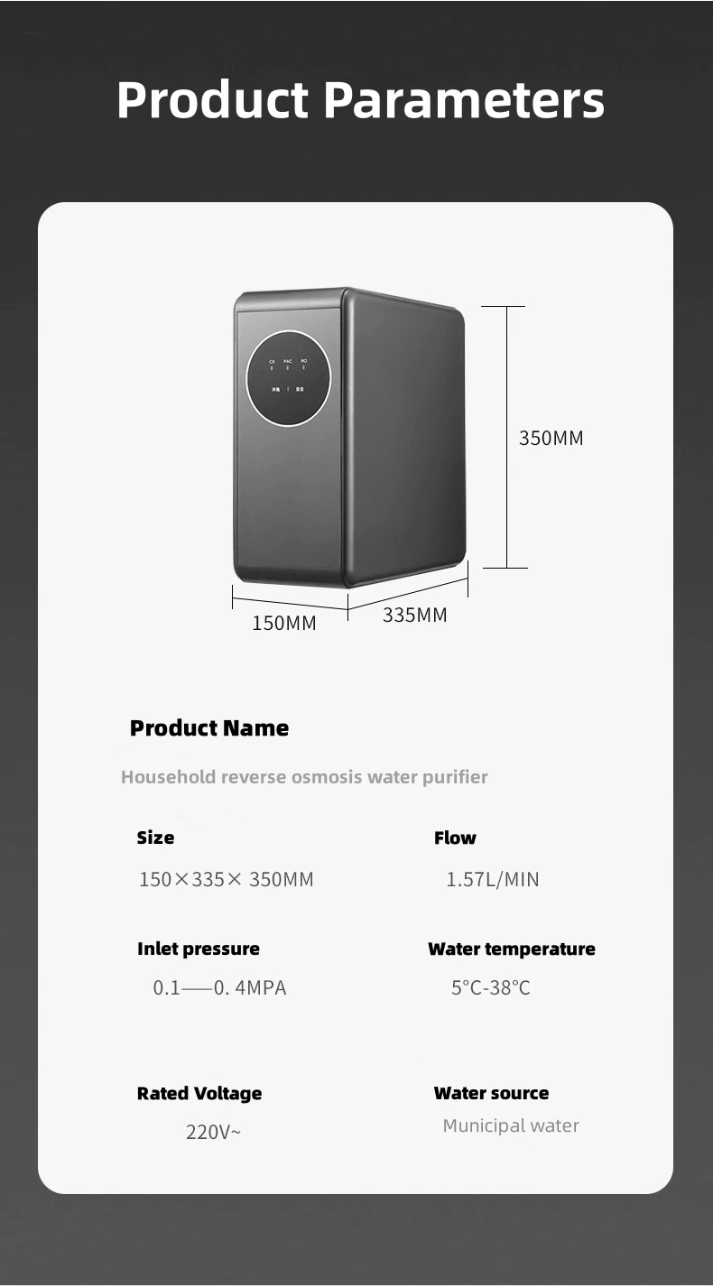 Новый тренд черный 2 ступени 600 Gpd безрезервуарный кухонный фильтр для воды Ro очиститель дома