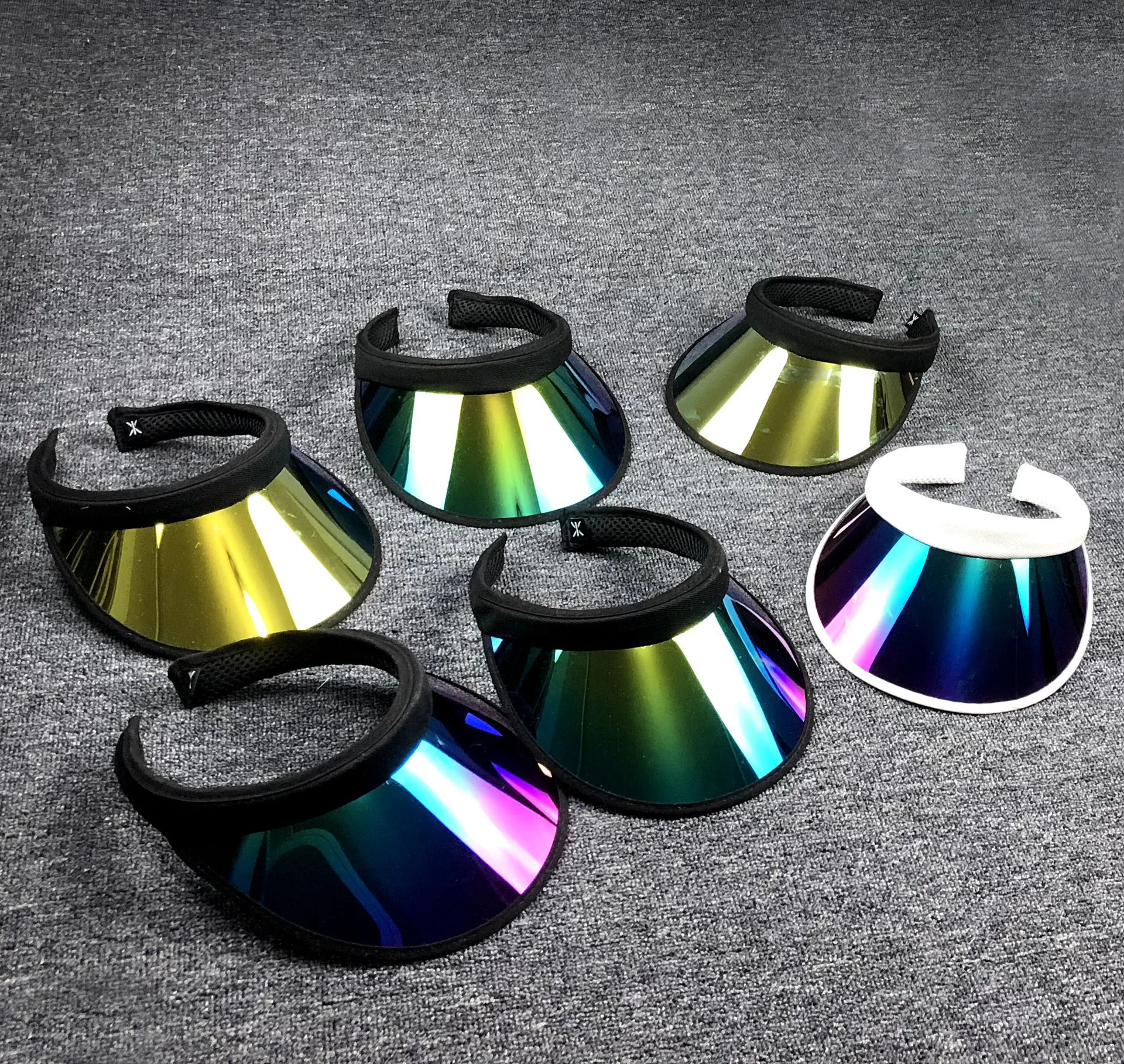 Stock UV Protection Air Top Plastic PVC Visor Cap Hat Beach Sun visor Hat Promotion Advertising Tuorist Team Cap