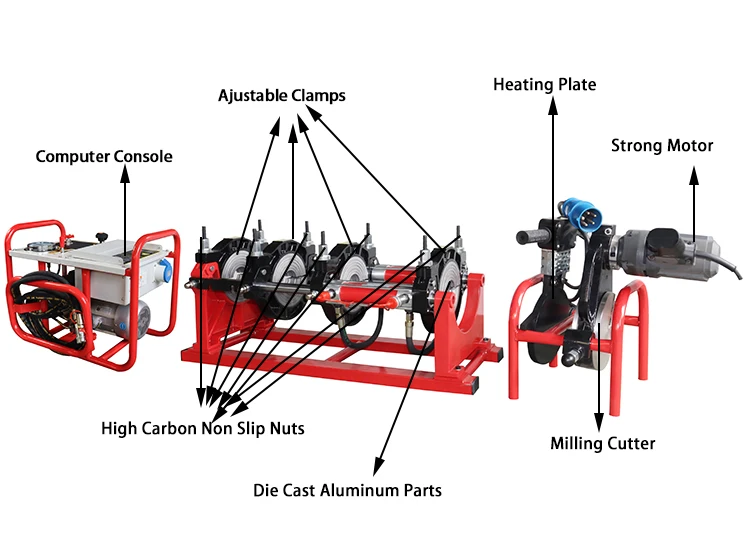 APAS semi Automatic Hydraulic HDPE  Butt Welding Machine for Pe  PPR pvdf pb pipes fitting 280mm 500mm