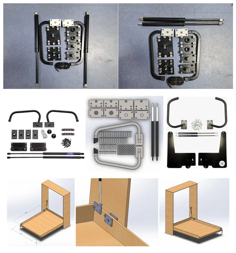 Cheaper new design Murphy wall bed gas spring sofa bed hardware kit with studio desk