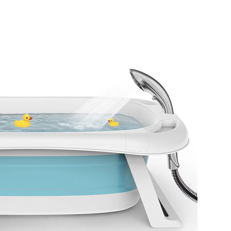 Amazon hot selling baby foldable bathtub with thermometer Portable fold bathtub baby tubs