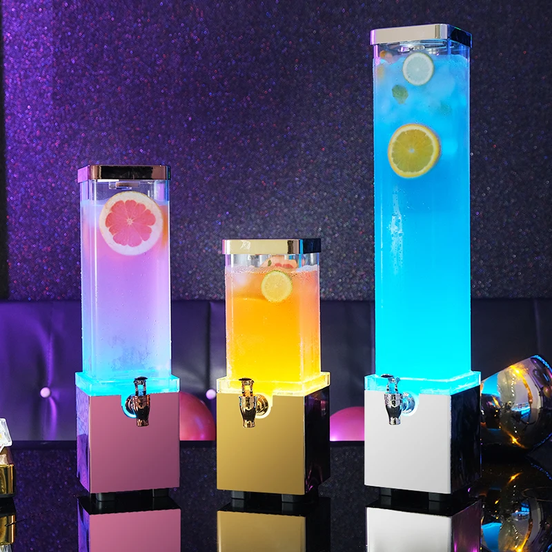 With Tap 3 Liter 5 Liter Acrylic Drink Dispenser Light Emitting Diode Draft Beer Keg Bar Commercial Cocktail Tower Cooler