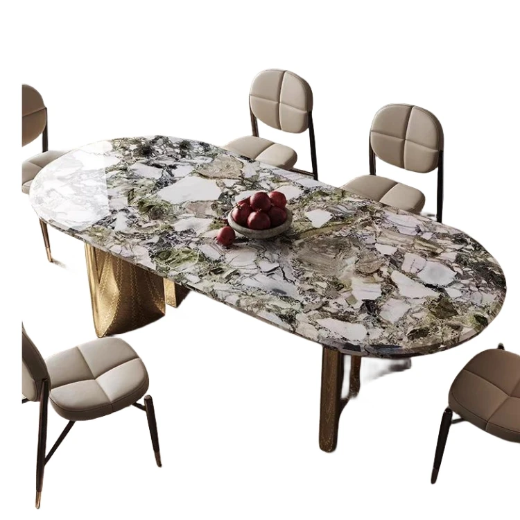 Sailboat type base titanium gold  mirror dining table