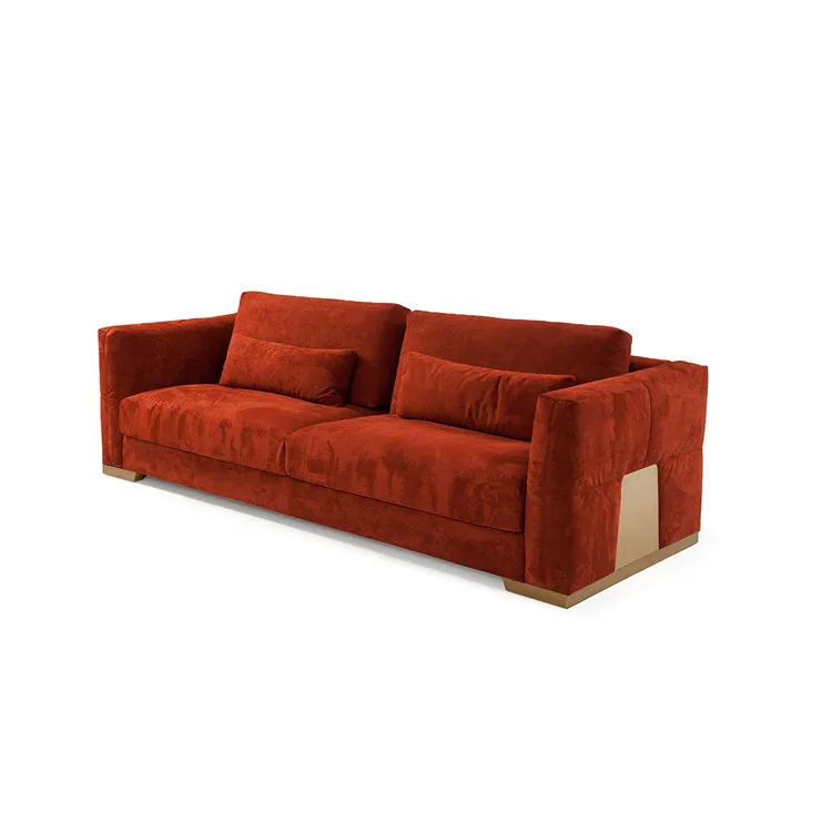 China professional OEM manufacturer nordic household 3 seats red fabric chesterfield velvet sofa for apartment
