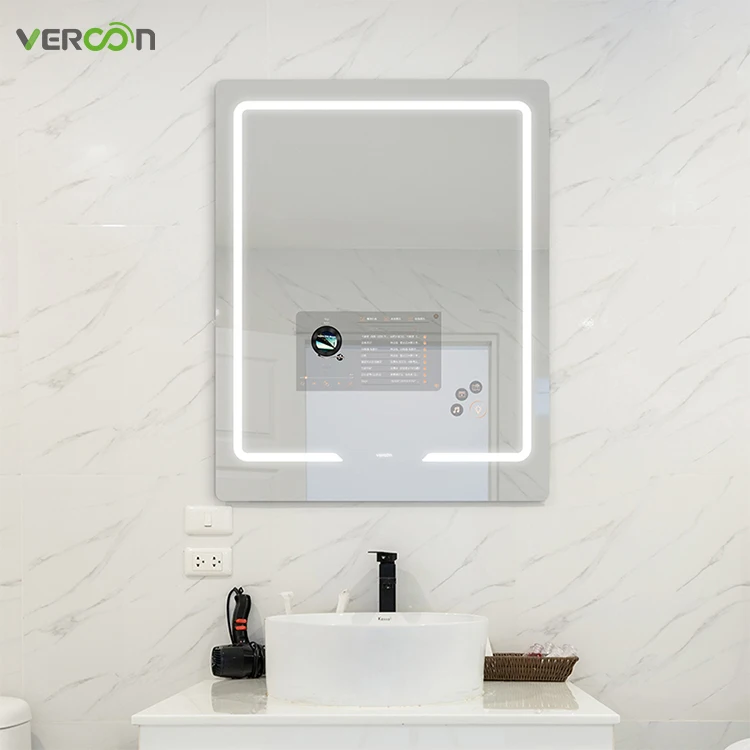 Vercon china manufacturer smart mirror wifi touch screen  led vanity mirror bathroom with lights touch led smart mirror for tv