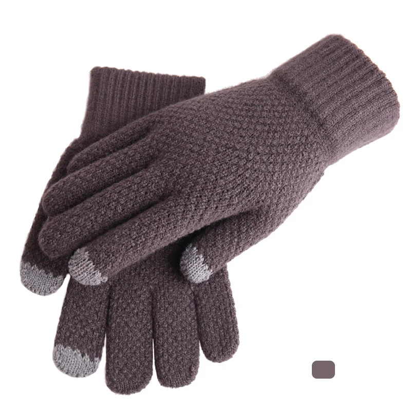 High quality Amazon hot Winter warm Solid Color Non Slip Windproof  Gloves men warm wool mittens