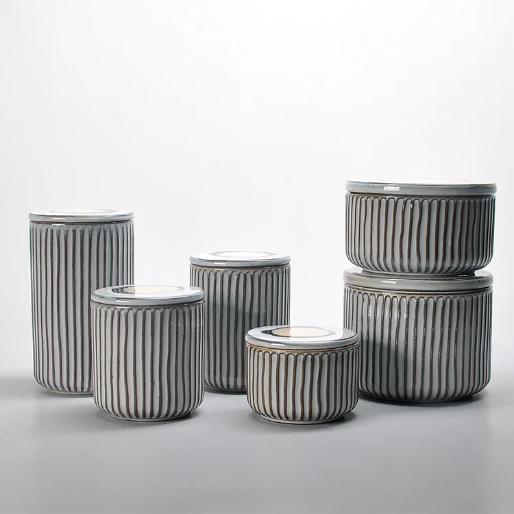 Quality goods glazed ceramic tea sugar airtight coffee canister for home coffee shop