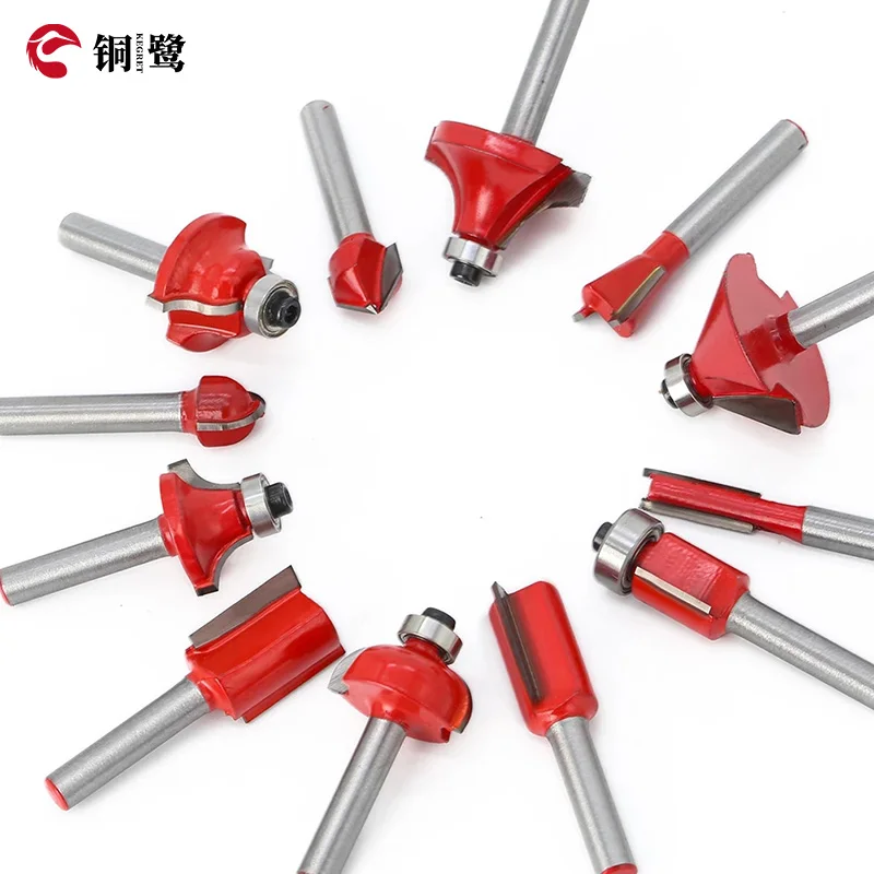 KEGRET  6mm Shank T-Slot & T-Track Sloting Flat End Mills Trimmer Cleaning Flush Trim Bit Woodworking Tool Wood Router BitSet