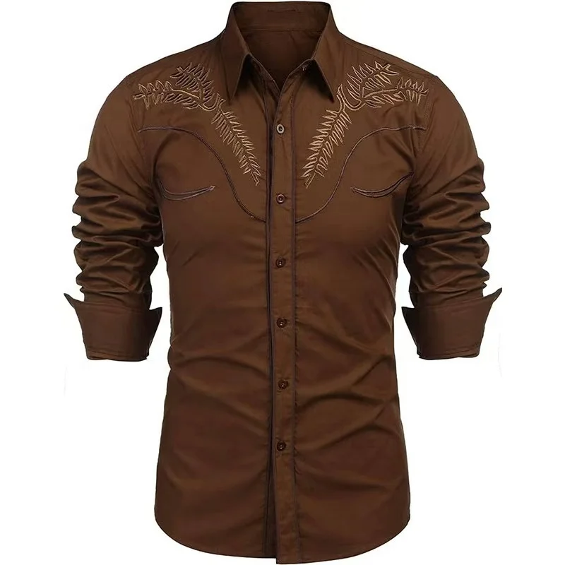 High quality trending western vintage collard latest casual shirts designs long sleeve men custom shirt