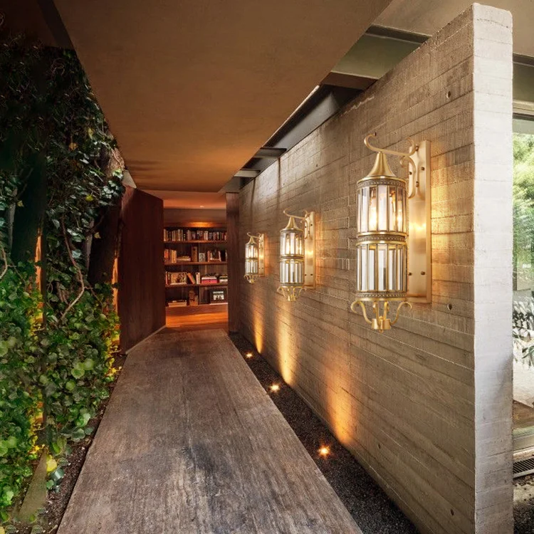 Modern Outdoor waterproof Ip65 Garden Brass Wall Lights Outdoor Fancy Indoor Home Sconces Led Wall Lamp