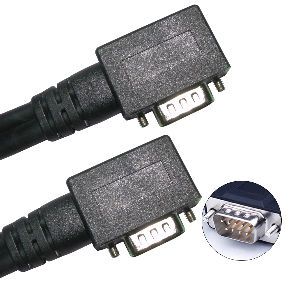 90 Degree Db9 Rs232 Serial Cable Right Angle Db9 Pin Male To Female Adapters Cable For Data Communication