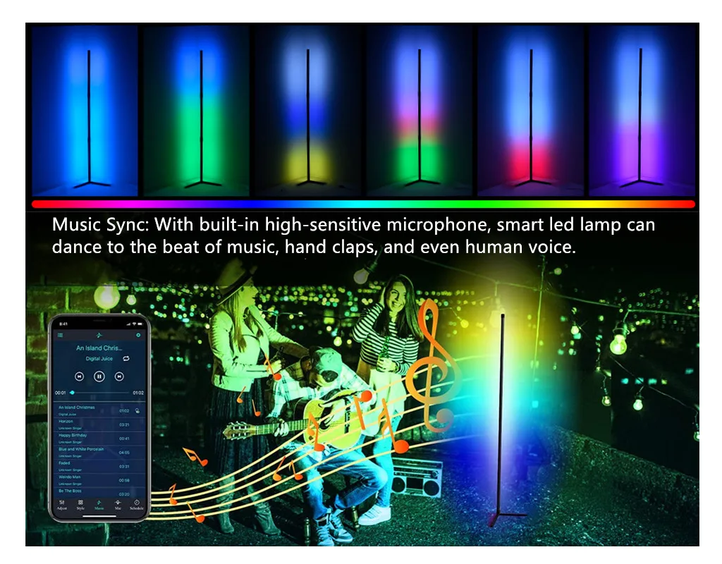 Умная напольная Светодиодная лампа Alexa RGB + IC для спальни гостиной водонепроницаемая современная Минималистичная с дистанционным управлением через приложение угловая