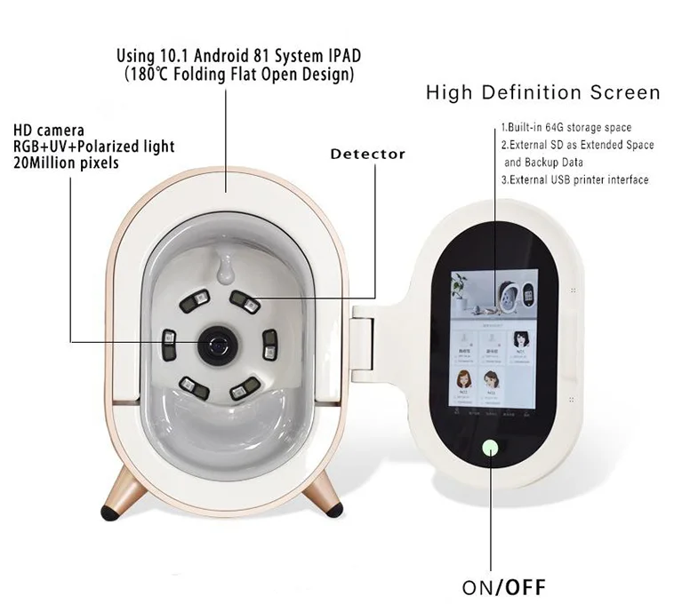 7in1 Portable Wifi smart mirror scanner 3D facial skin analyzer machine digital skin beauty analysis tester
