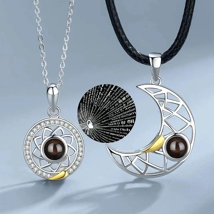 Couple Necklace Magnetic Suction Projection Stone Creative Attraction Sun Moon Pendant Necklace