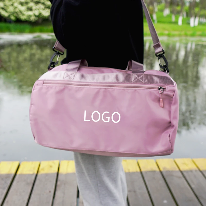 wholesale custom logo trendy stylish personalized printed travel sport fitness gym duffel bag pink duffle bag for men