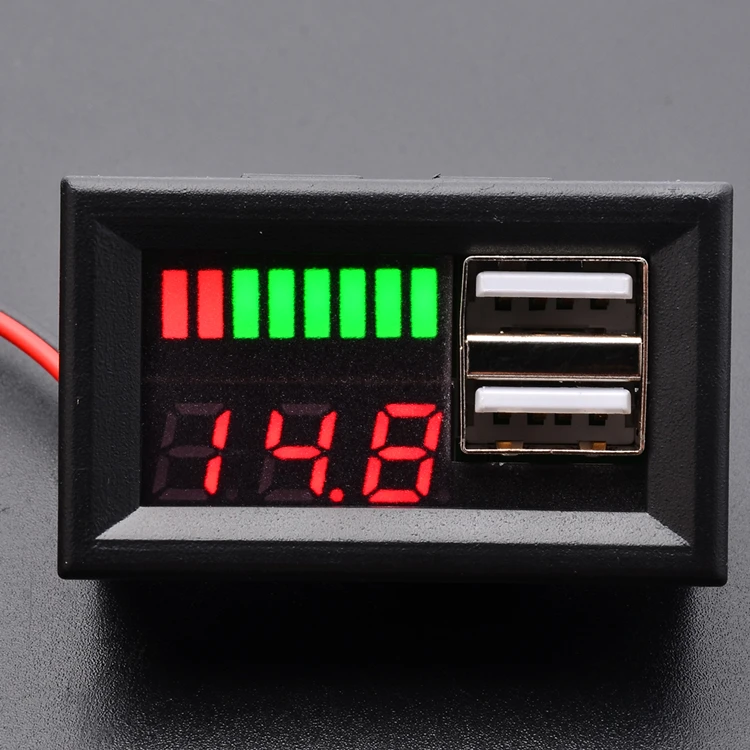 Factory wholesale Dual USB Charger 5V 2A Car 12V LED Lead Acid Battery Voltage Capacity Power Indicator Meter