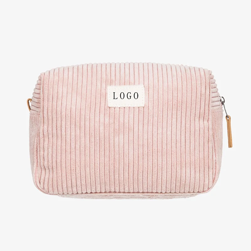 Profesional Custom Cute Travel Small Velvet Cosmetic Vanity Bag Corduroy Makeup Pouch For Women