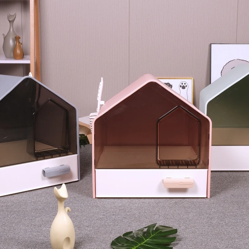 Wholesale Heightening Litter Box New Arrivals Big Capacity Toilets for Pets Extra Large Semi-enclosed Litter Box for Cats
