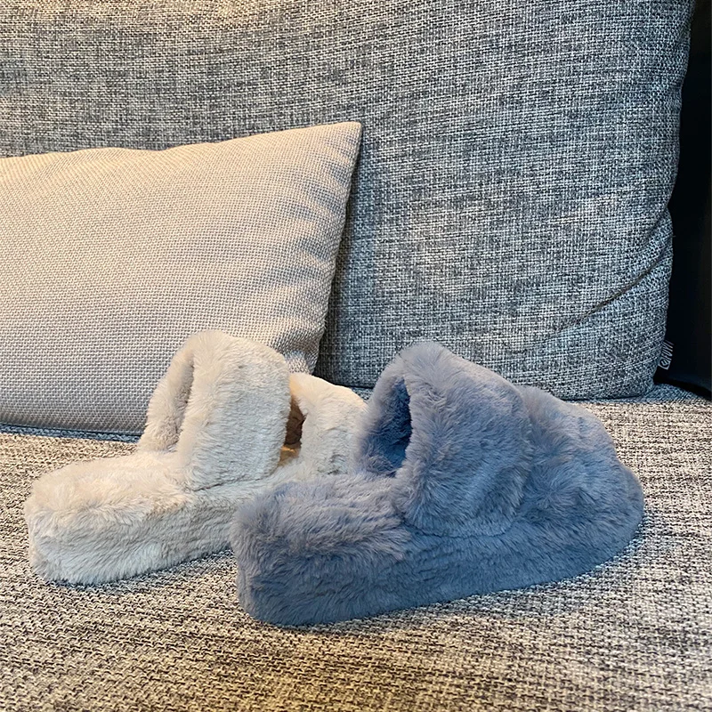 
Fashion Warm Fluffy Fuzzy Autumn Spring Real Fur Slides Slippers Faux Fur Slides 