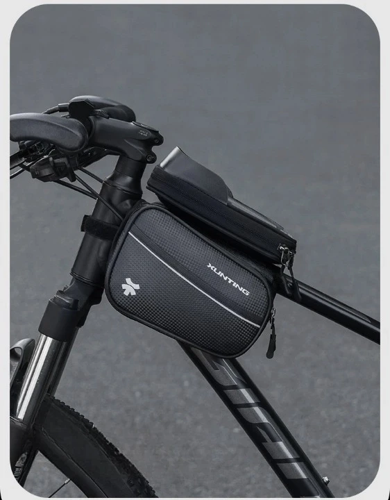 XUNTING 2024 NEW design Touch Screen Bicycle Bag water resistant Reflective Cycling Frame Front 8.0 Phone Case Bike Accessories