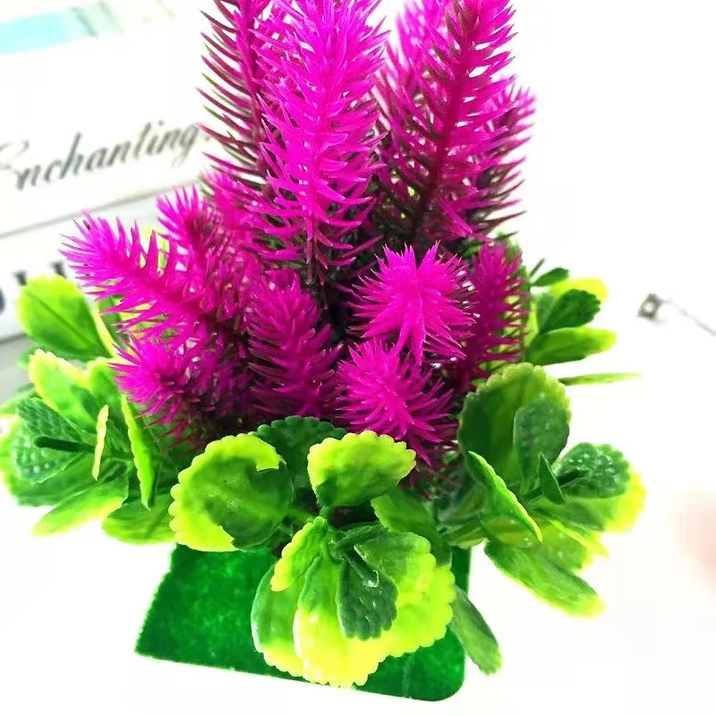 YIWAN Wholesale Bonsai Potted thorn grass Multi Shape Lifelike Green Outdoor Home Decoration Plastic Bonsai Artificial Plants