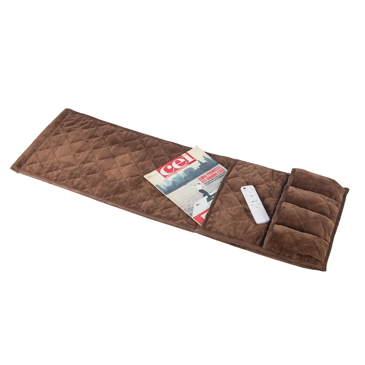 Quilted Velvet Sofa Armrest Caddy & Remote Control Organizer with Anti-slip Backing