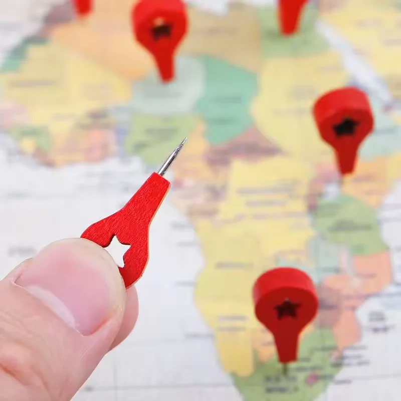 Drawing Photo Wall Studs Cork Board Pins Red Wood Map Markers Thumbtack Pins Push pin