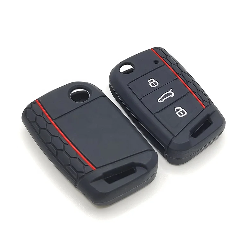 Silicone car key case cover for VW Skoda Octavia A7 Volkswagen Golf7  GTI 7 Golf R R20 MK7 MKVII  silicone car key holder