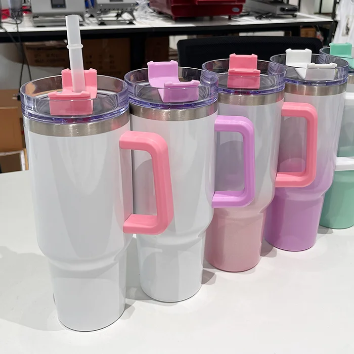 BPA Free keep hot and cold leakproof double wall stainless steel vacuum insulated 40oz sublimation blank tumbler with handle