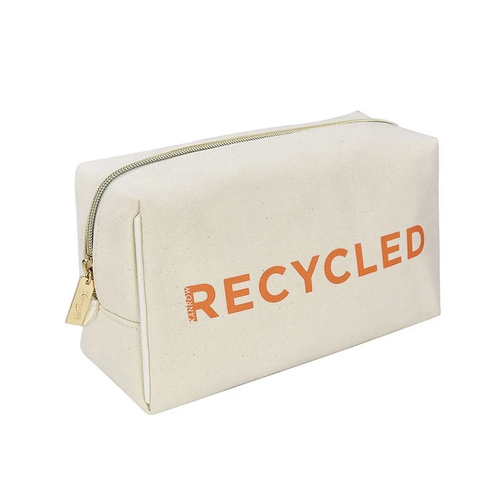 2025 Recycled Eco friendly Bulk Organic Cotton Canvas Makeup Bag Metal Zipper Private Label Custom Cosmetic Bags
