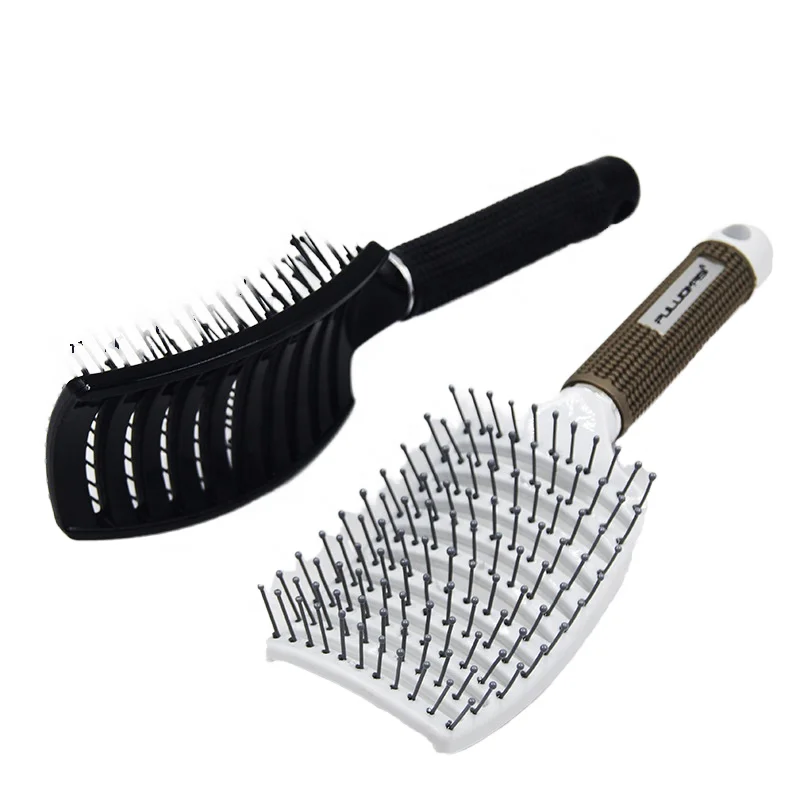 Curved Tooth Straightening Wig Comb Boar Bristle Plastic Smooth Hair Massage High Skull Spare Ribs Comb for Home or Salon Use