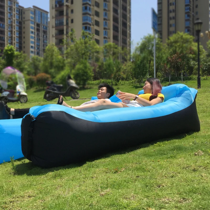 
Hot sale loafer pillow inflatable sofa outdoor beach portable air sofa bed patchwork loafer sleeping bag bed 