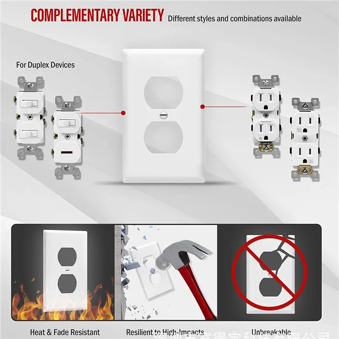US USA Standard UL Certification 1 2 Gang Light Switch Socket On-off Flame Retardant Durable Plain Wall Plate Cover Panel