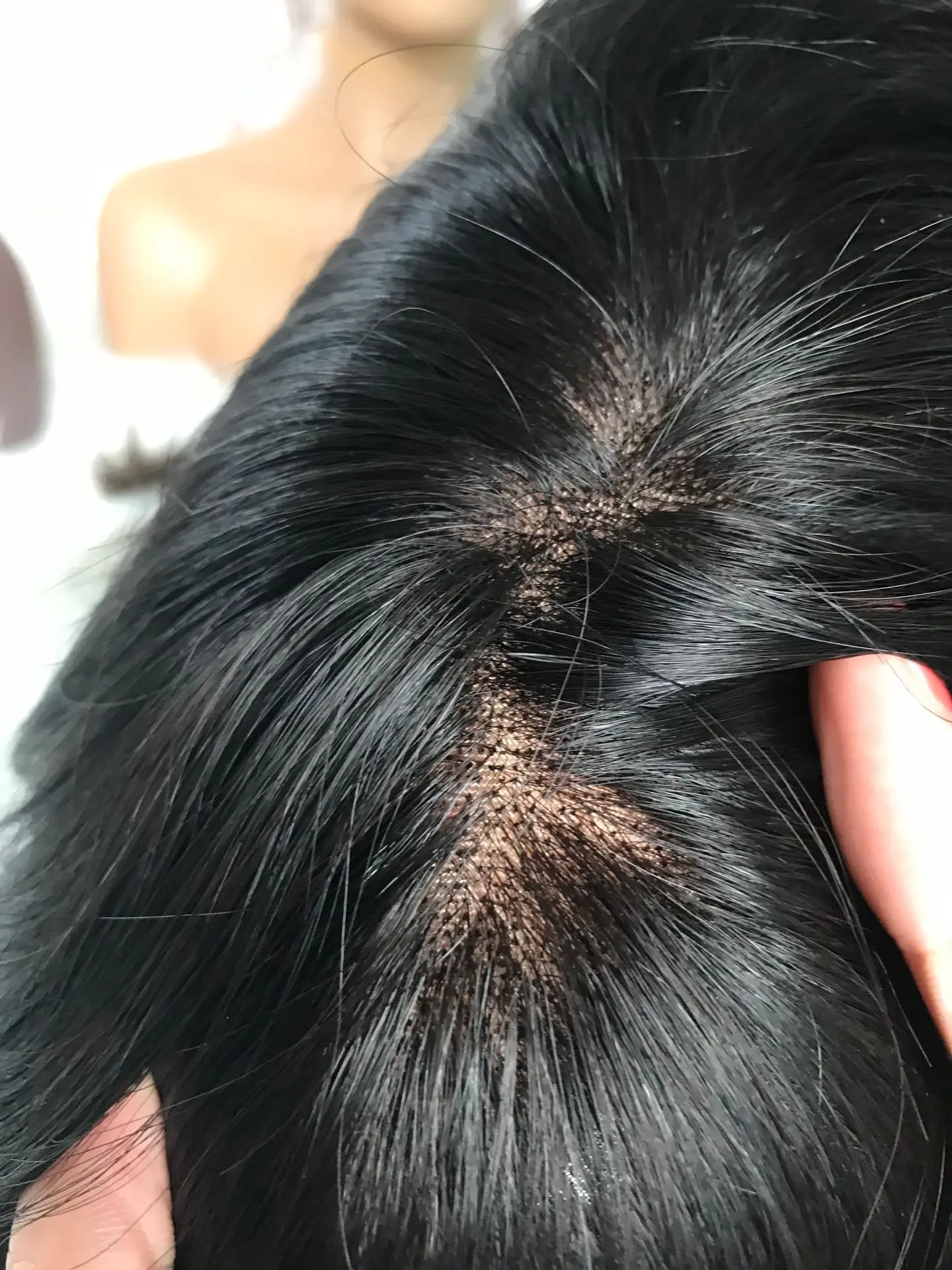 6inch Super Thin Invisible Skin PU Men Toupee V-LOOP Wig Hair piece Human Hair Toupee