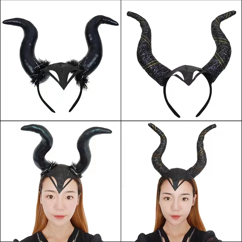 Popular Halloween Ghost Festival hair hoop demon large ox horn buckle decorative headdress costume ball party props